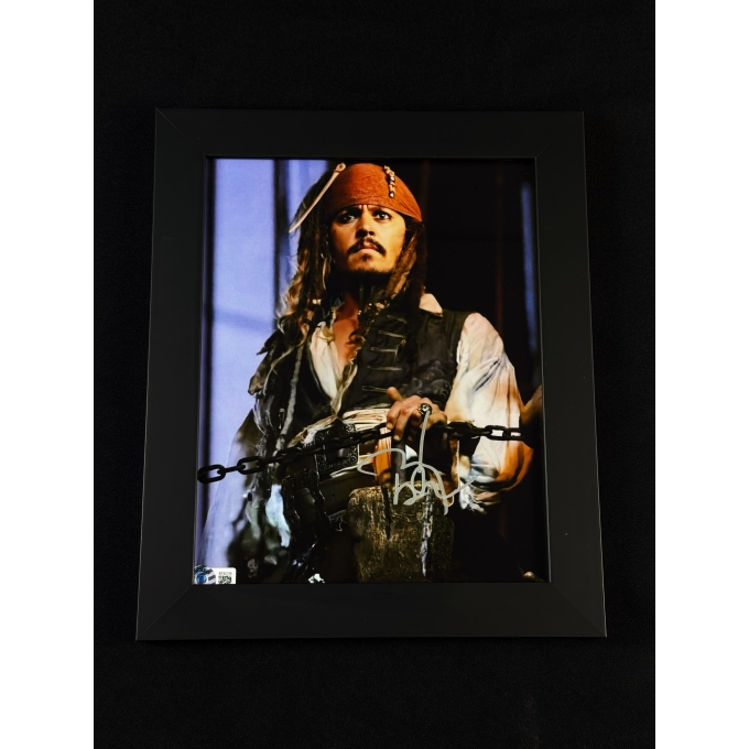 Johnny Depp Autógrafo Quadro Piratas do Caribe.