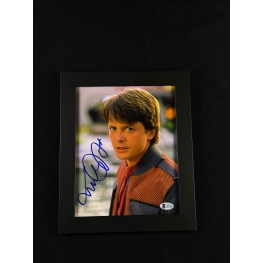 Michael J. Fox Autógrafo Quadro em cena do Filme "De volta para o Futuro".