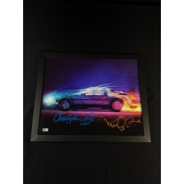 Michael J. Fox e Christopher Lloyd Autógrafos  Quadro Delorean - De Volta para o Futuro.