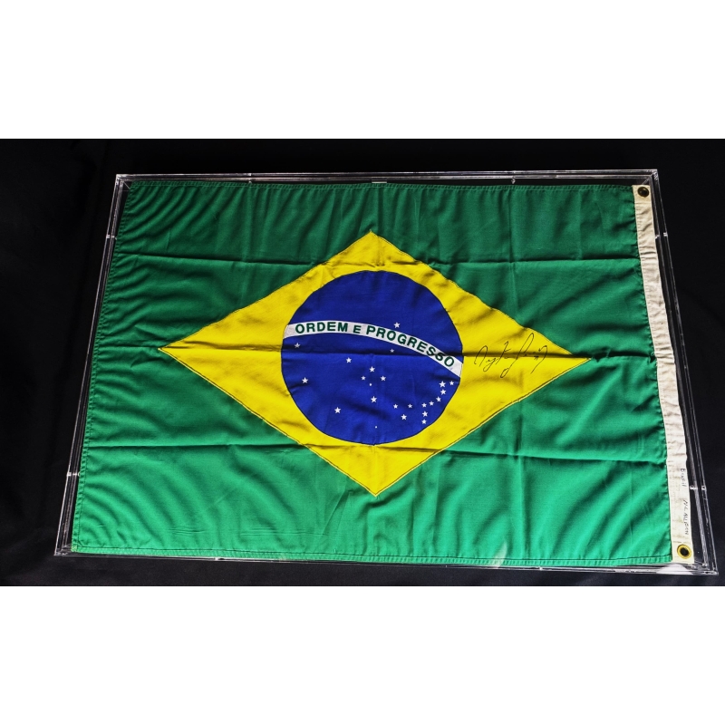 Ayrton Senna Autógrafo - Bandeira do Brasil.