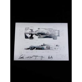 Lewis Hamilton, Valtteri Bottas, Toto Wolff, James Allison e Andy Cowell Autógrafos em Arte "Mercedes-AMG Petronas F1"