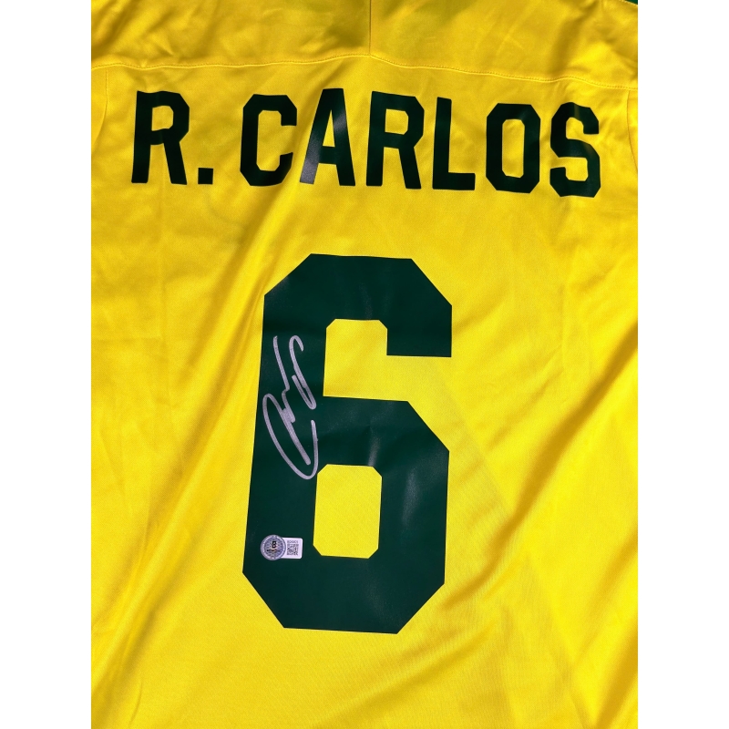 Roberto Carlos autógrafo - Camisa Amarela da Seleção Brasileira.