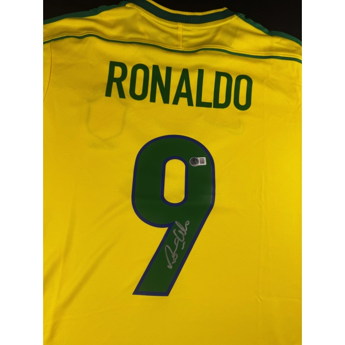 Ronaldo Nazário, "O Fenômeno" Autógrafo - Camisa Amarela da Seleção Brasileira.