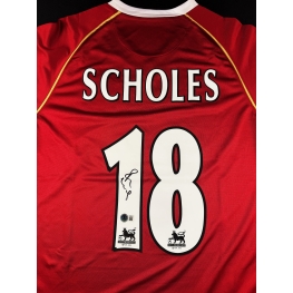 Paul Scholes Autógrafo - Camisa Manchester.