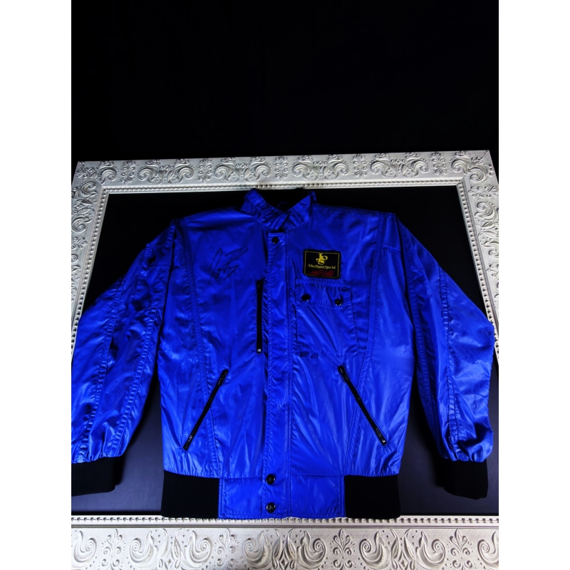 Ayrton Senna Autógrafo - Jaqueta Azul John Player Special – Emoldurada.