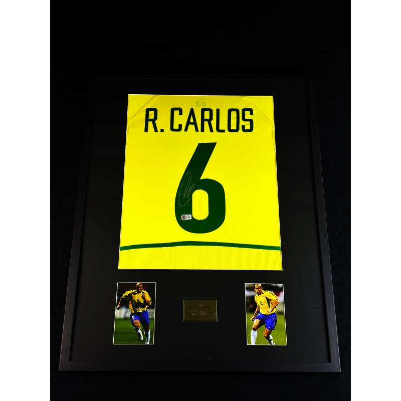 Roberto Carlos autógrafo - Camisa Amarela da Seleção Brasileira.