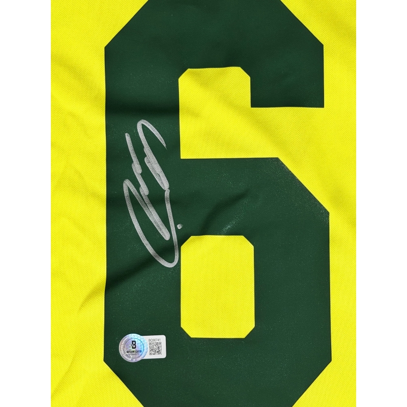 Roberto Carlos autógrafo - Camisa Amarela da Seleção Brasileira.