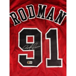 Dennis Rodman Autógrafo - Camisa de Basquetebol da Lendária equipe Chicago Bulls.