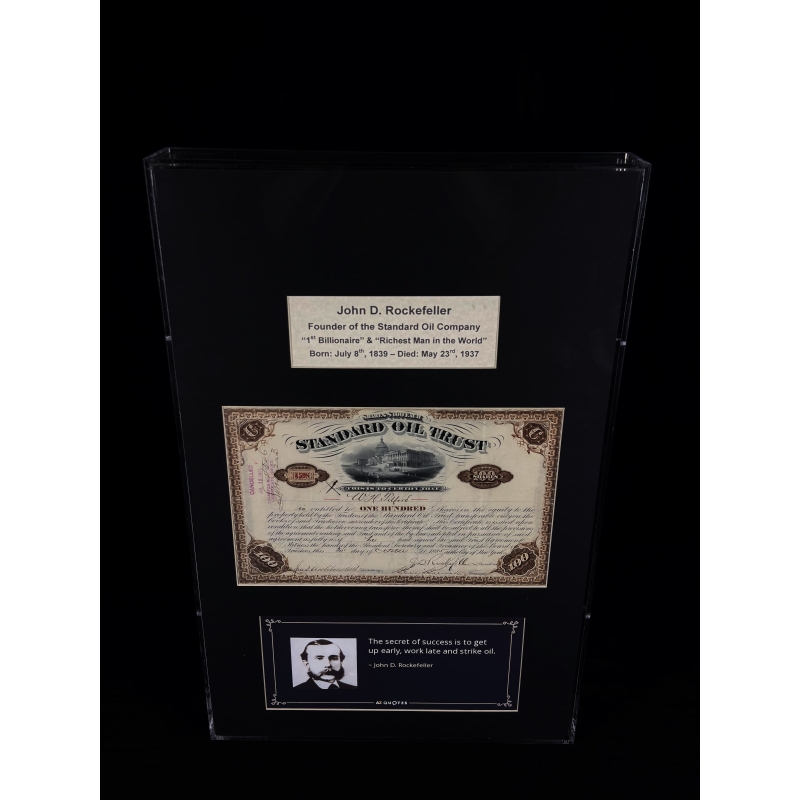 JOHN D. ROCKEFELLER (1839–1937) Assinatura - Standard Oil – Stock Certificate (1885)