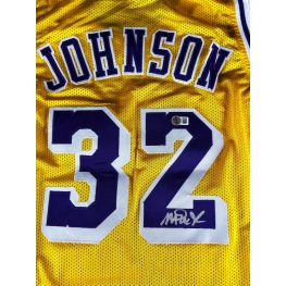 Magic Johnson Autógrafo - Camisa de Basquetebol Lakers.