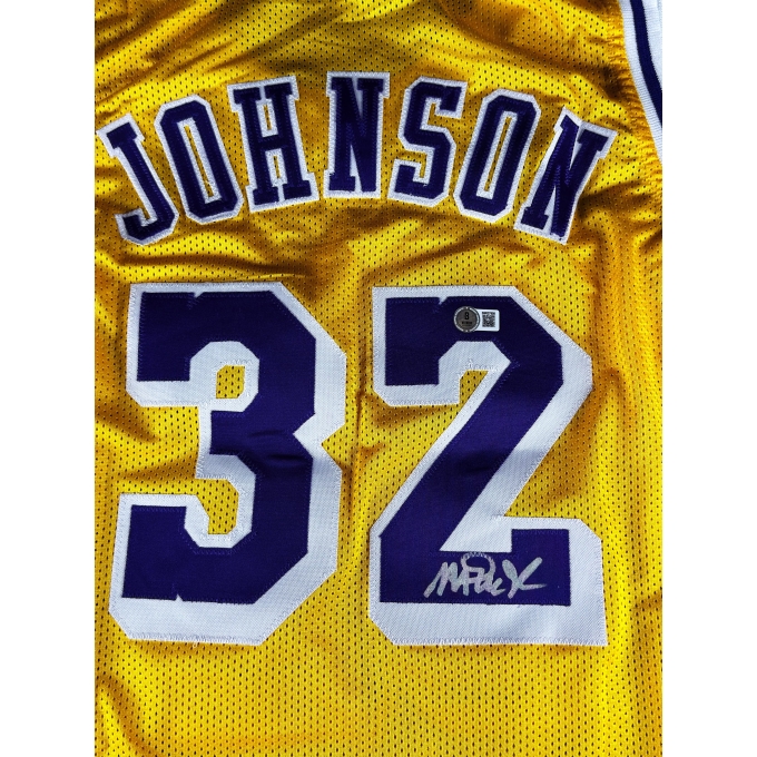 Magic Johnson Autógrafo - Camisa de Basquetebol Lakers.
