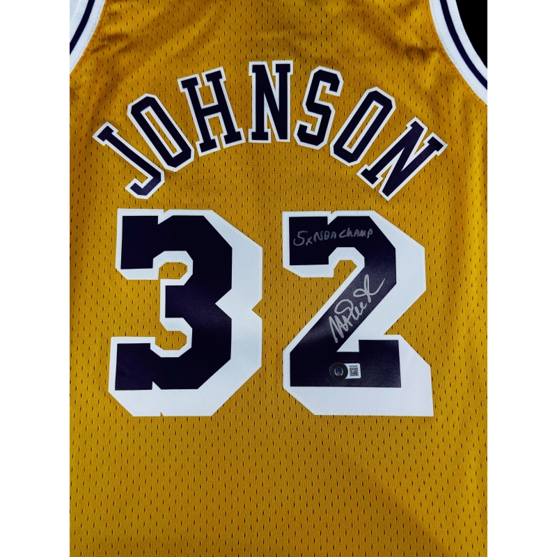 Magic Johnson Autógrafo - Camisa de Basquetebol Lakers.