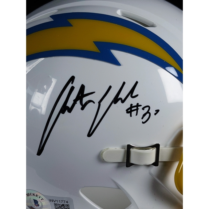 Austin Ekeler Autógrafo - Mini Helmet do Los Angeles Chargers.