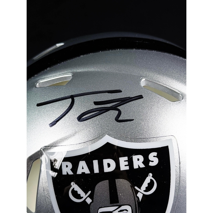 Justin Tucker Autógrafo - Mini Helmet do Las Vegas Raiders.