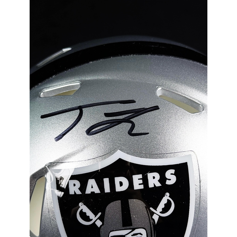 Justin Tucker Autógrafo - Mini Helmet do Las Vegas Raiders.