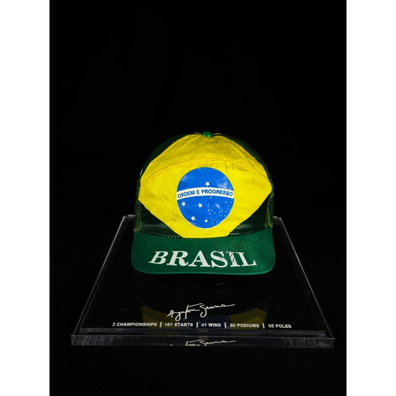 Ayrton Senna Autógrafo - Boné "Bandeira Brasil.