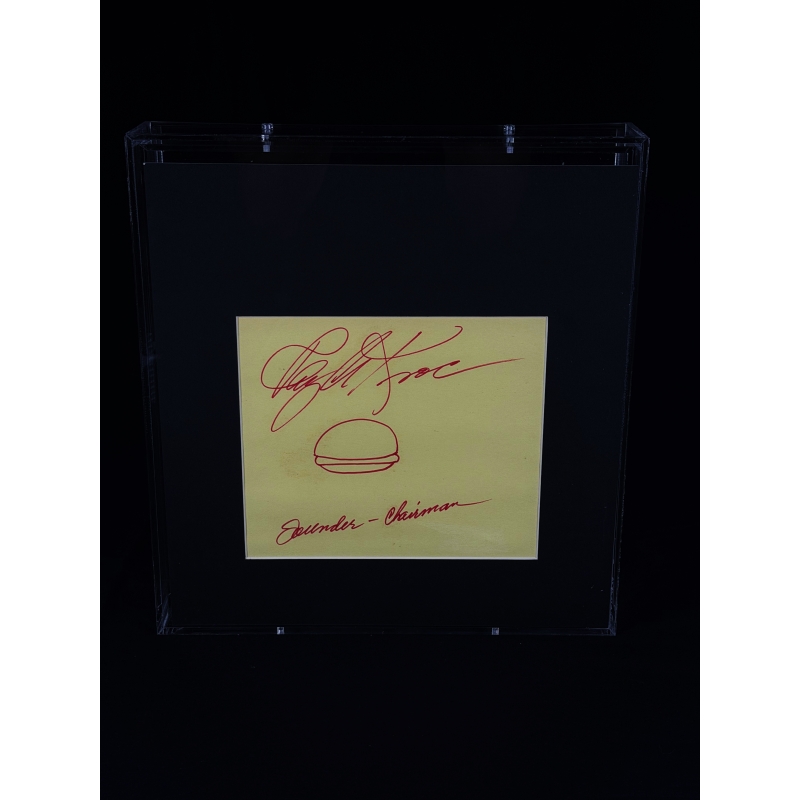 RAY KROC – DESENHO ORIGINAL DE HAMBÚRGUER AUTOGRAFADO