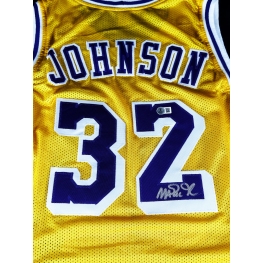 Magic Johnson Autógrafo - Camisa de Basquetebol Lakers.