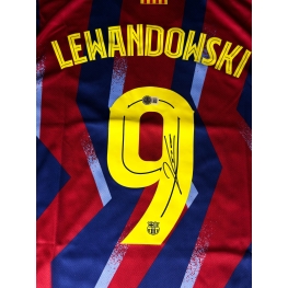 Lewandowski Autógrafo - Camisa do Barcelona.
