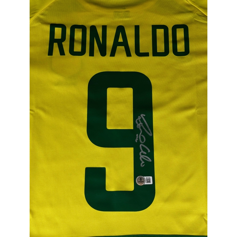 Ronaldo Nazário, "O Fenômeno" Autógrafo - Camisa Amarela da Seleção Brasileira.