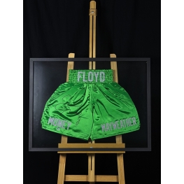 FLOYD MAYWEATHER AUTÓGRAFO – SHORT DE LUTA BOXE (DISPLAY EMOLDURADO)