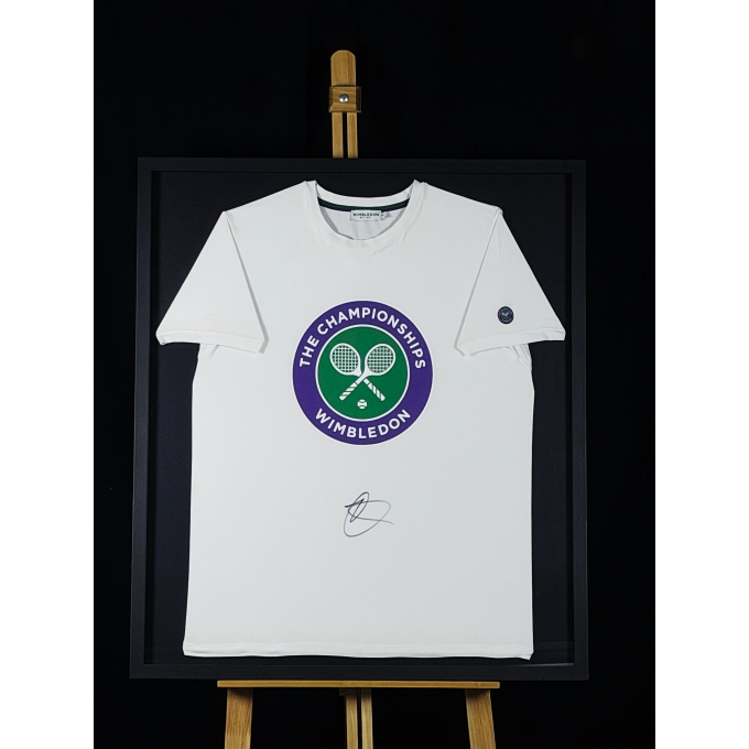 NOVAK DJOKOVIC AUTÓGRAFO - CAMISA BRANCA WIMBLEDON - ENQUADRADA