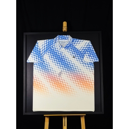 NOVAK DJOKOVIC AUTÓGRAFO - CAMISA LACOSTE "BLUE FADE" - ENQUADRADA