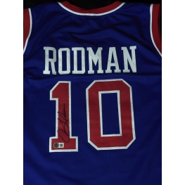 Camiseta de Basquetebol clássica do Detroit Pistons, autografada por Dennis Rodman.