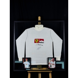MICHAEL SCHUMACHER AUTÓGRAFO - UNDERSHIRT FERRARI - EMOLDURADA