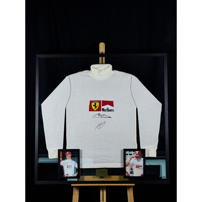 MICHAEL SCHUMACHER AUTÓGRAFO - UNDERSHIRT FERRARI - EMOLDURADA