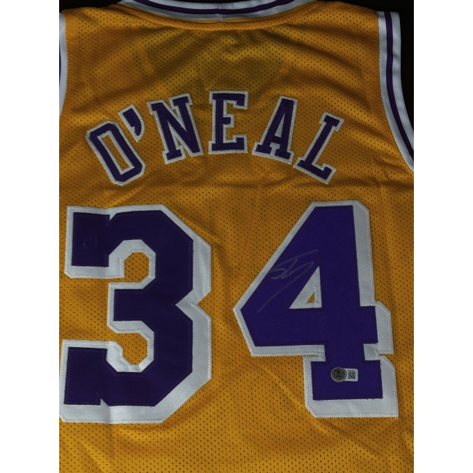 Camiseta de Basquetebol da Lendária equipe Los Angeles Lakers, autografada por Shaquille O'Neal.