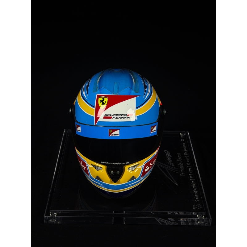 FERNANDO ALONSO AUTÓGRAFO - MINI CAPACETE FERRARI