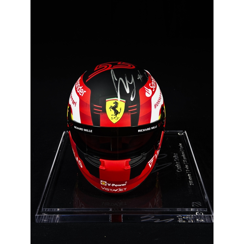 CARLOS SAINZ AUTÓGRAFO - MINI CAPACETE FERRARI