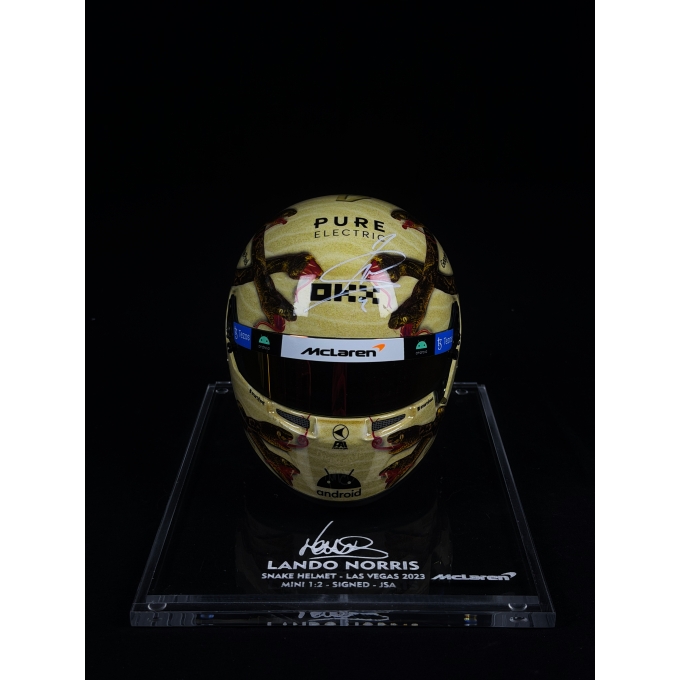 LANDO NORRIS AUTÓGRAFO - MINI CAPACETE "SNAKE HELMET"