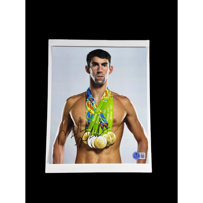 Michael Phelps — Foto Olímpica Autografada (Rio 2016)