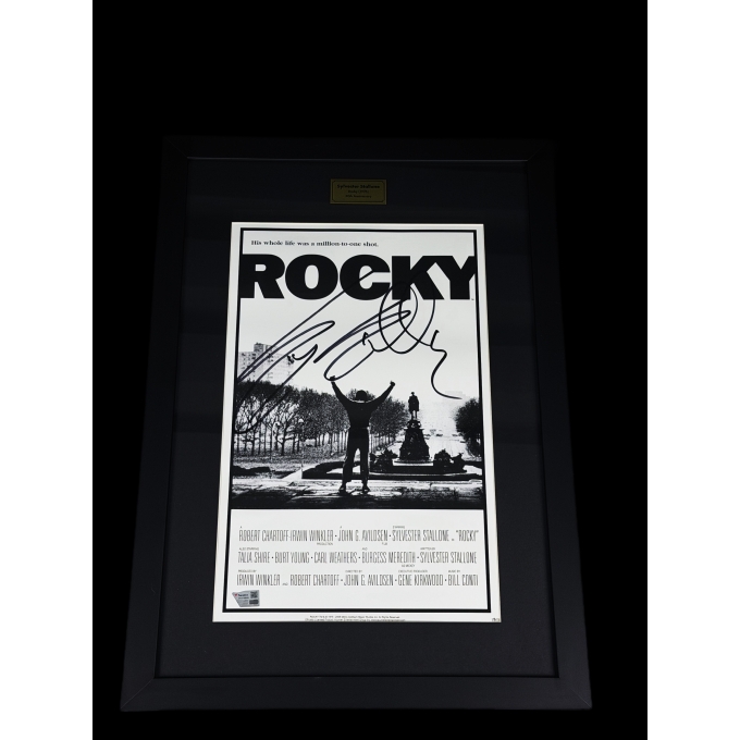 SYLVESTER STALLONE AUTÓGRAFO - POSTER FILME ROCKY - EMOLDURADO