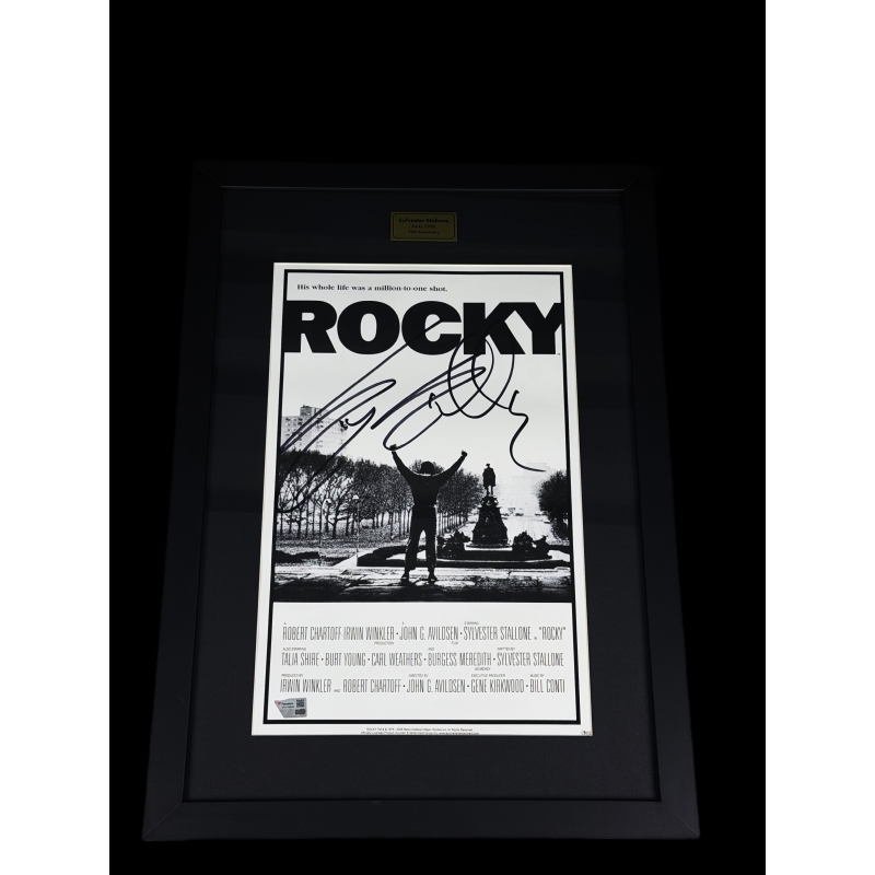 SYLVESTER STALLONE AUTÓGRAFO - POSTER FILME ROCKY - EMOLDURADO