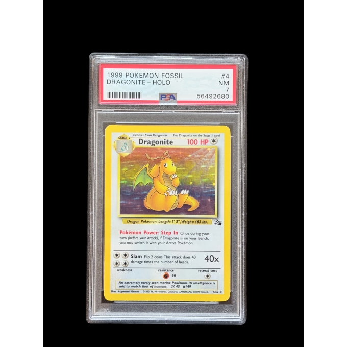 DRAGONITE HOLO FOSSIL 1999 - PSA 7