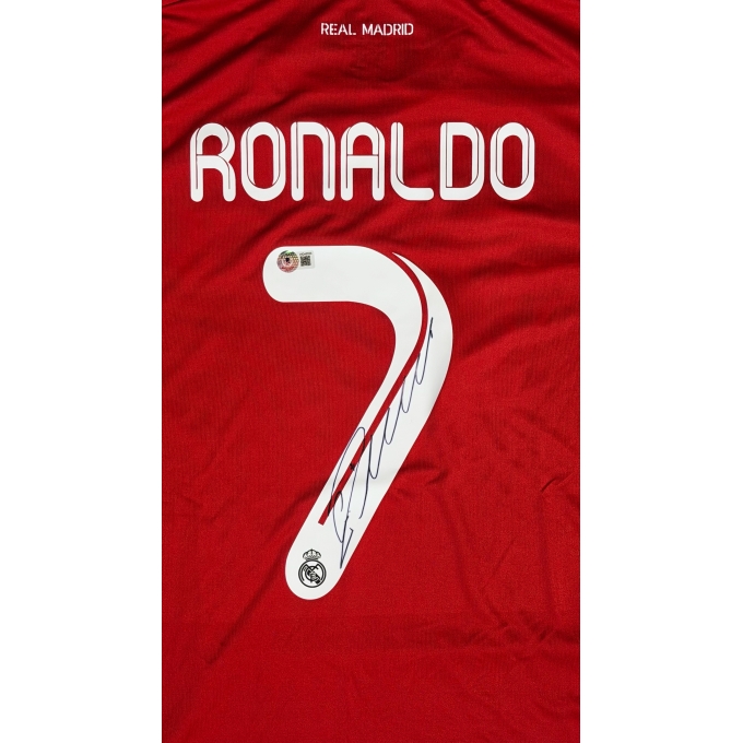 CRISTIANO RONALDO AUTÓGRAFO - CAMISA REAL MADRID (VERMELHA)