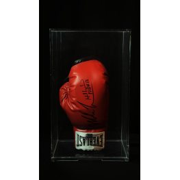 MIKE TYSON & EVANDER HOLYFIELD AUTÓGRAFO DUPLO – LUVA EVERLAST VERMELHA