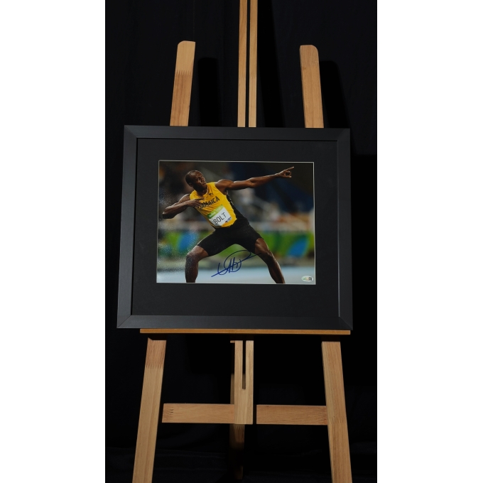 USAIN BOLT AUTÓGRAFO - FOTO RIO 2016 EMOLDURADA
