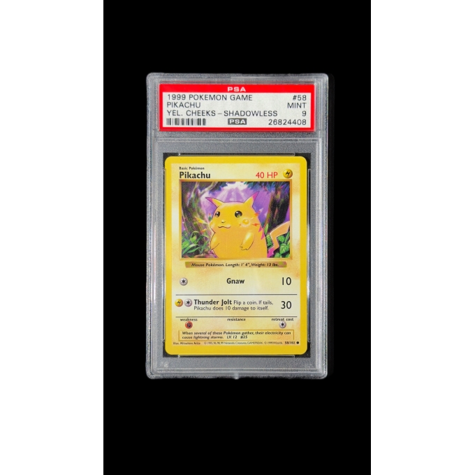 PIKACHU YELLOW CHEEKS SHADOWLESS PSA 9 – BASE SET 1999