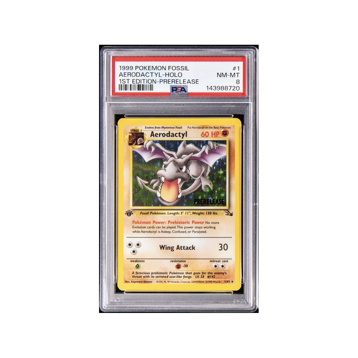 AERODACTYL HOLO PRERELEASE PSA 8 – FOSSIL 1999