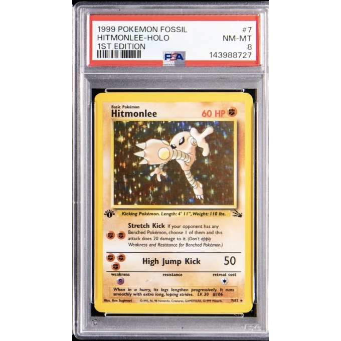 HITMONLEE HOLO 1ST EDITION PSA 8 – FOSSIL 1999 - Collection Prime
