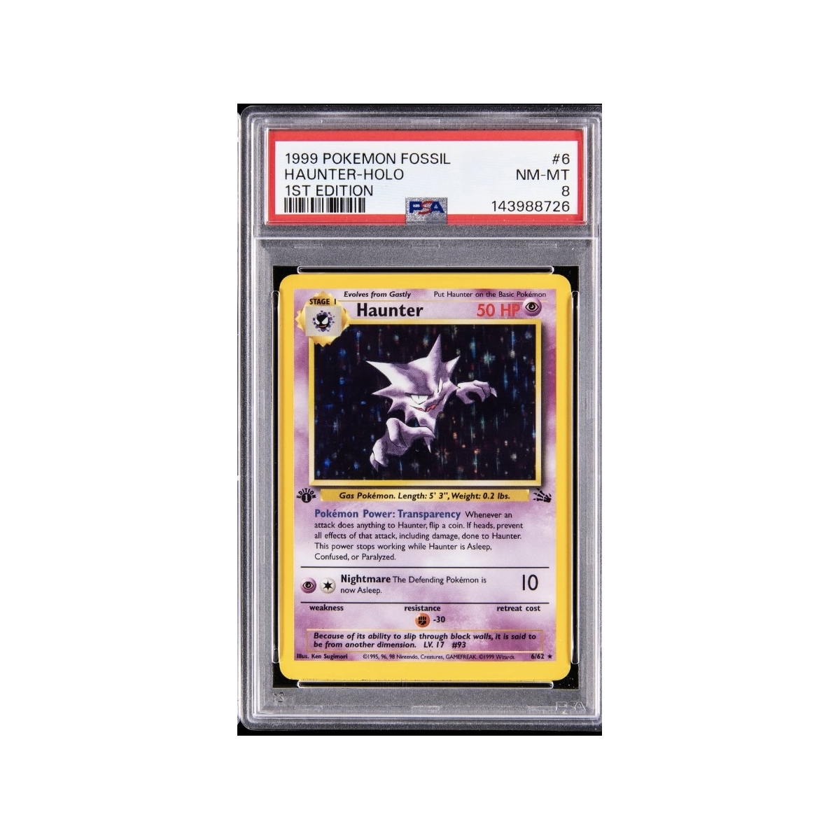 HAUNTER HOLO 1ST EDITION PSA 8 – FOSSIL 1999