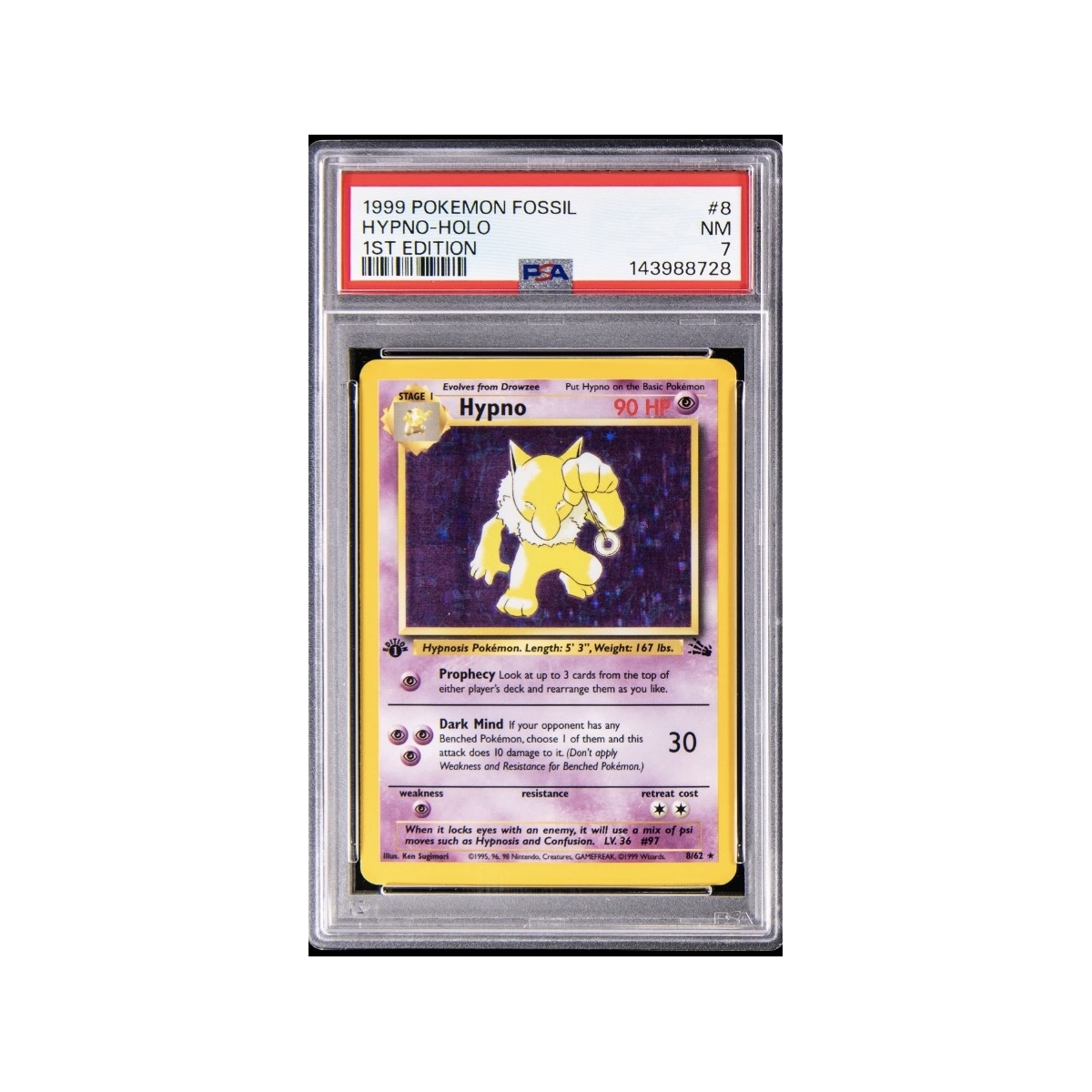 HYPNO HOLO 1ST EDITION PSA 7 – FOSSIL 1999