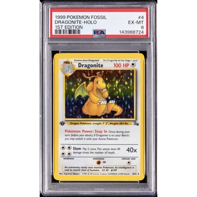 DRAGONITE HOLO 1ST EDITION PSA 6 – FOSSIL 1999