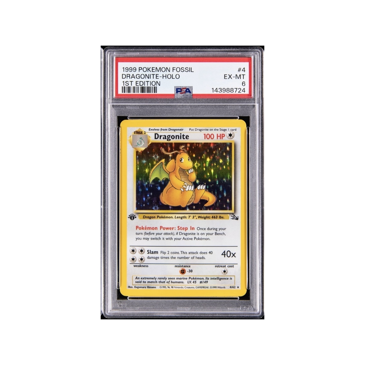 DRAGONITE HOLO 1ST EDITION PSA 6 – FOSSIL 1999