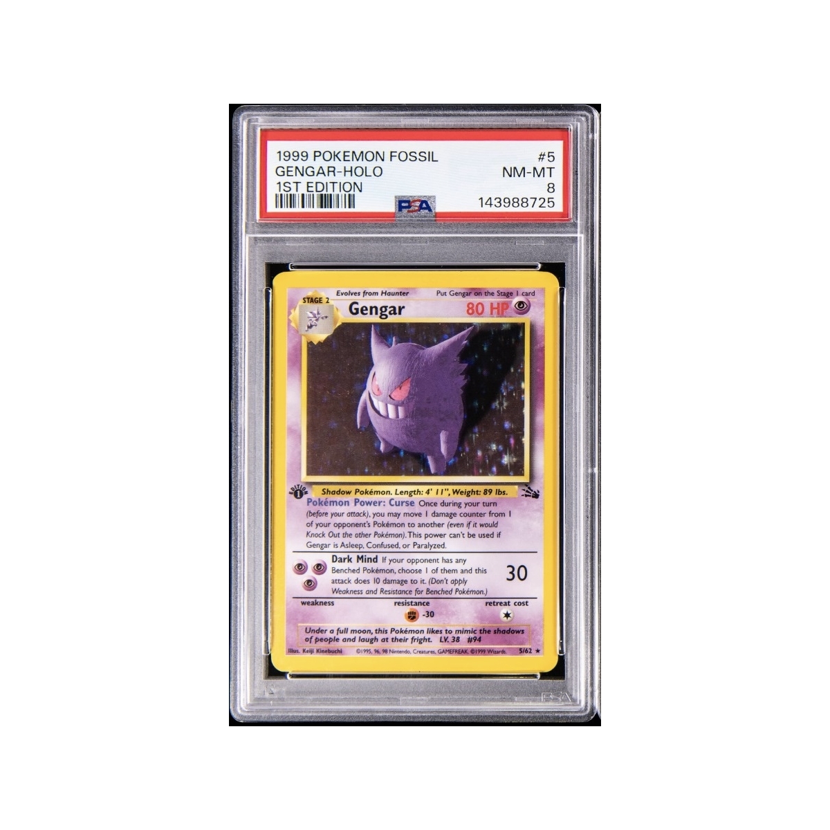 GENGAR HOLO 1ST EDITION PSA 8 – FOSSIL 1999