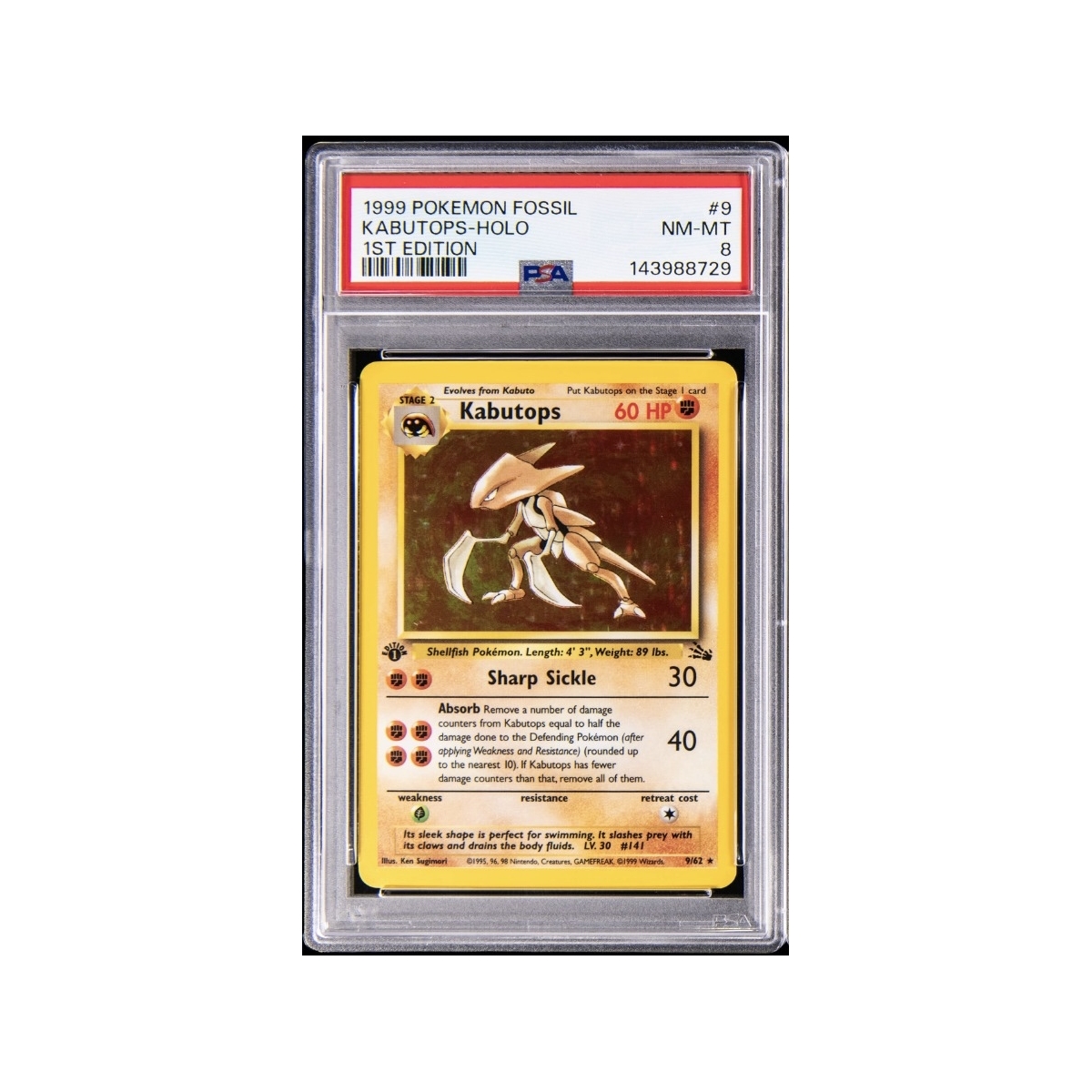 KABUTOPS HOLO 1ST EDITION PSA 8 – FOSSIL 1999